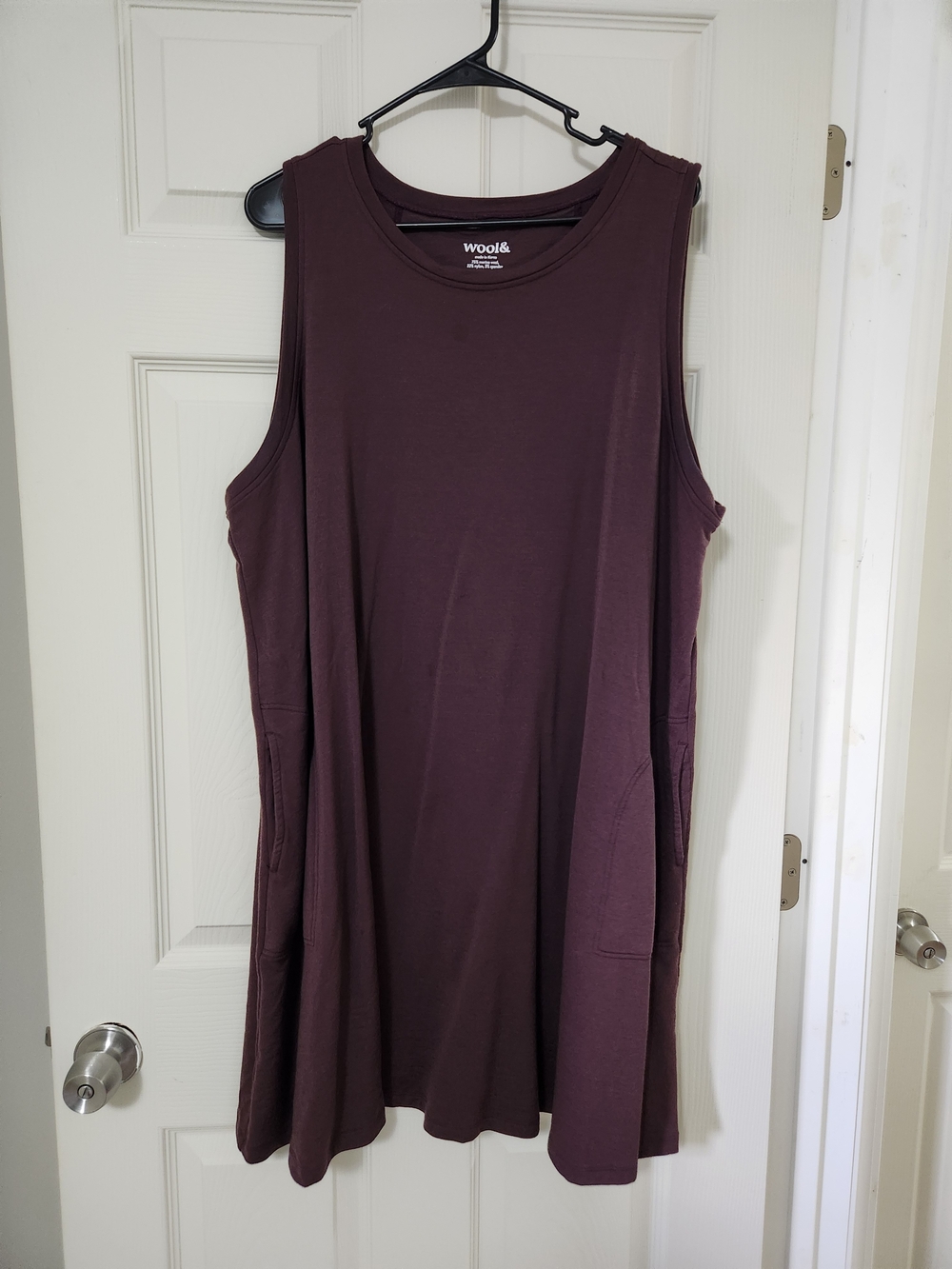 Wool& Sleeveless A-Line Tunic Dress in Deep Plum